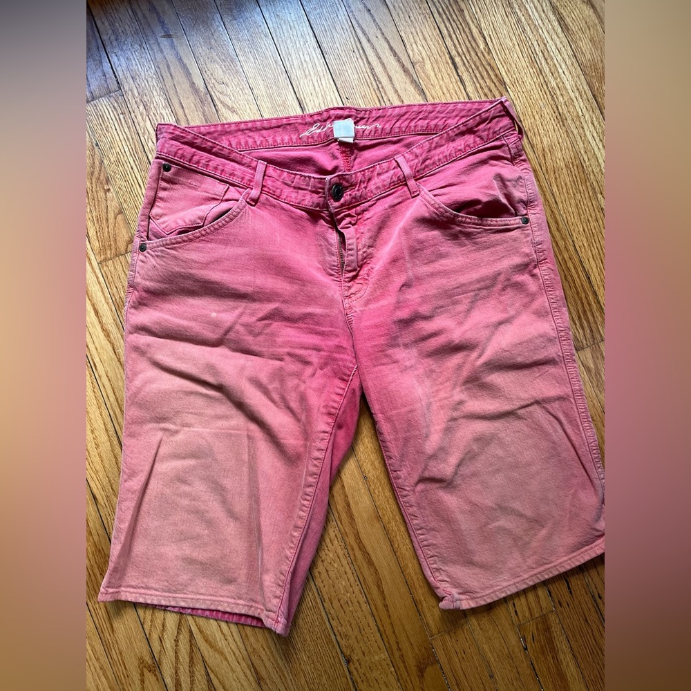 Red stone washed Eddie Bauer Bermuda shorts
